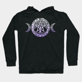 Wiccan & Pagan Sacred Gifts Nature Pentacle Tree of Life and Crescent Moons Hoodie